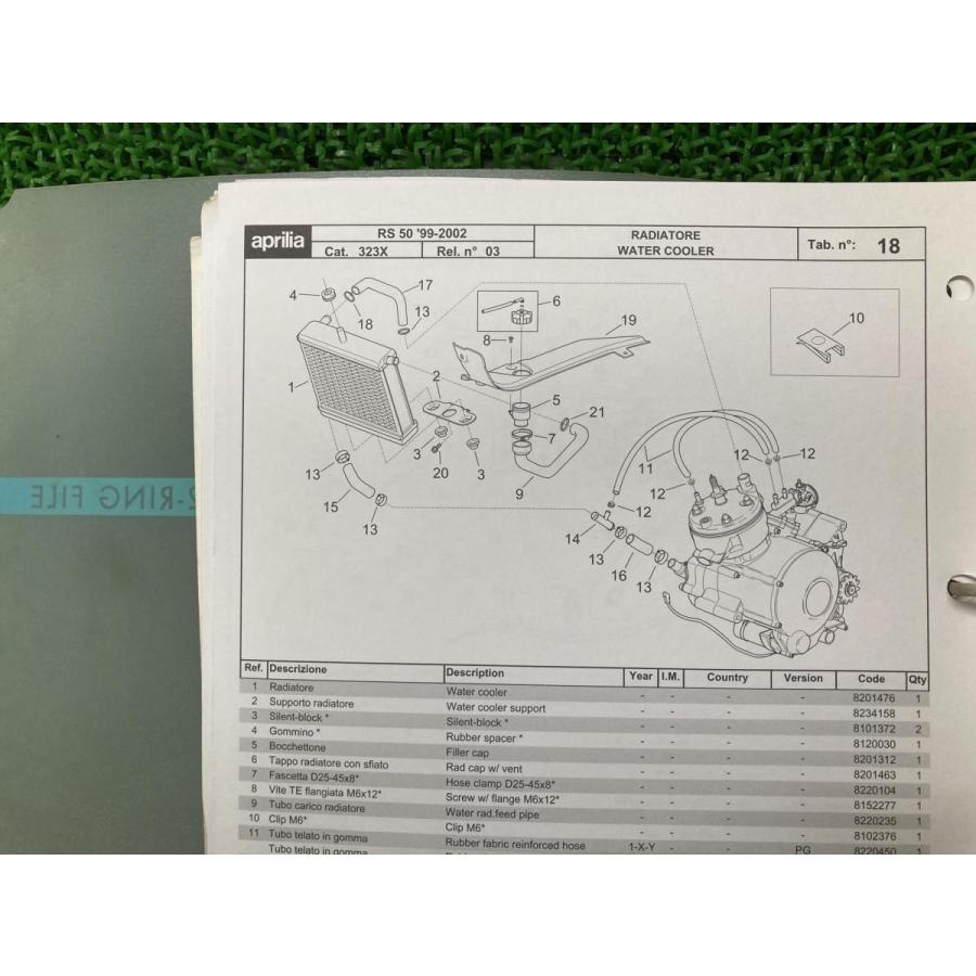 RS50 パーツリスト アプリリア 正規 中古 バイク 整備書 1999-2002年