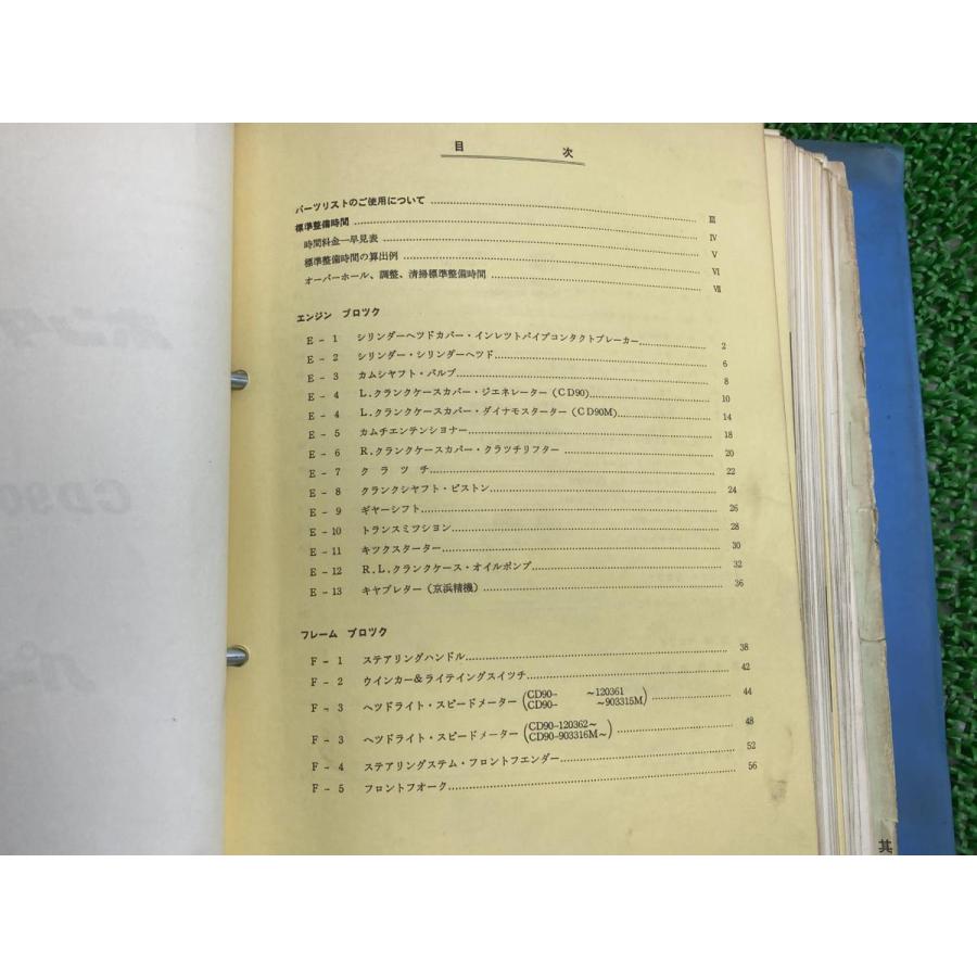 ホンダ（HONDA） ベンリィCD90 CD90M パーツリスト 正規 中古 バイク