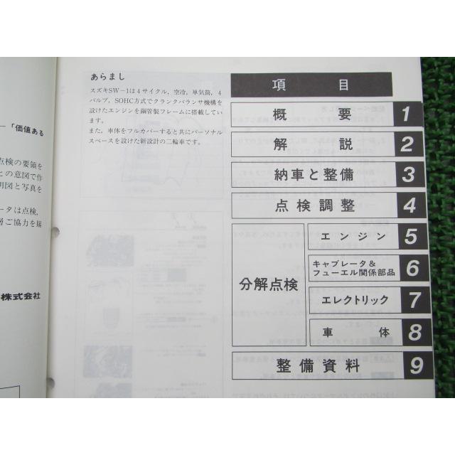 SW-1 サービスマニュアル スズキ 正規 中古 バイク 整備書 NJ45A sT 車検 整備情報 46 スズキ（SUZUKI） SW-1 サービスマニュアル 正規 中古 バイク 整備書