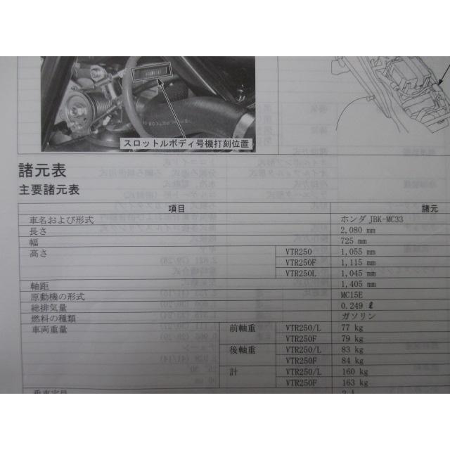 ホンダ（HONDA） VTR250 VTR250タイプLD VTR250F サービスマニュアル