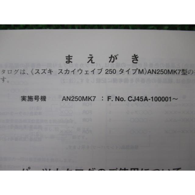 スズキ（SUZUKI） スカイウェイブ250タイプM パーツリスト 1版 正規