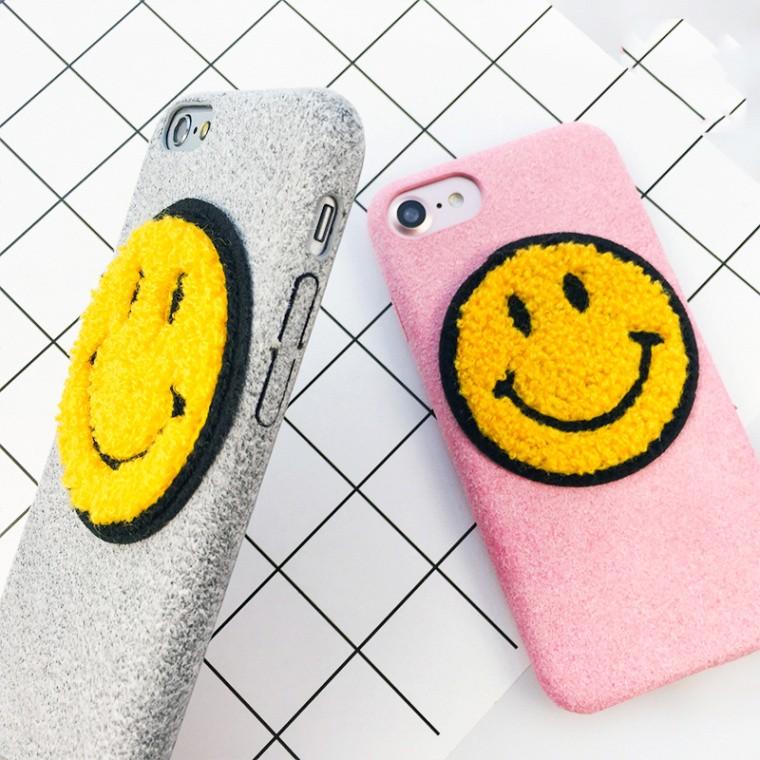 iPhone7Plus スマイル ワッペン ニコちゃん ケース SMILE