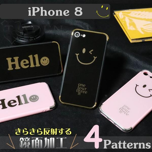 iPhone SE2 8 スマイル 鏡面 ニコちゃん ケース HELLO SMILE
