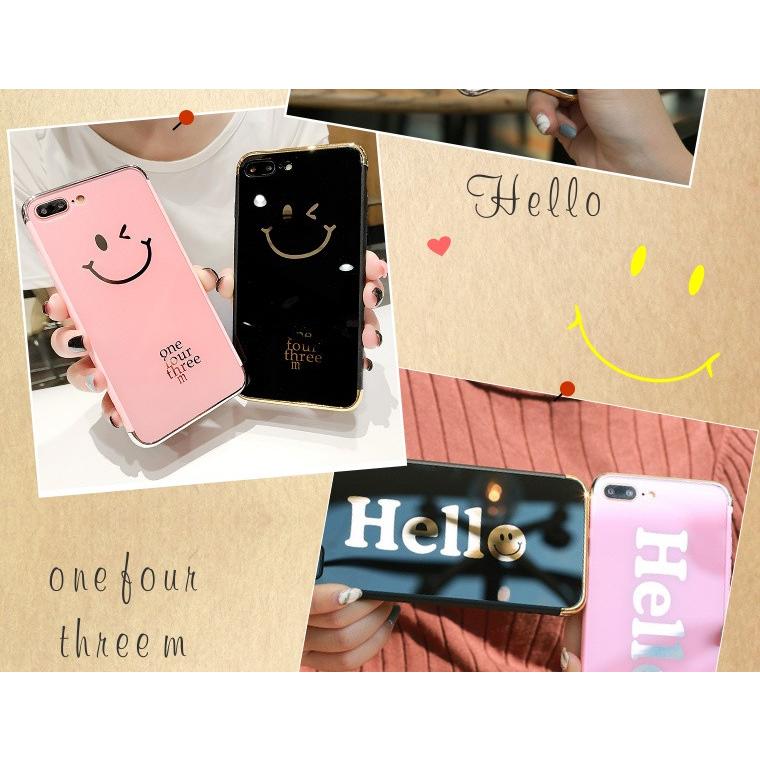 iPhone SE2 8 スマイル 鏡面 ニコちゃん ケース HELLO SMILE