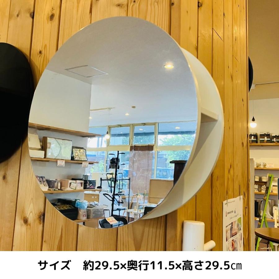 ミラー付き壁掛けシェルフ YM-017 ホワイト 壁掛けミラー シェルフ 