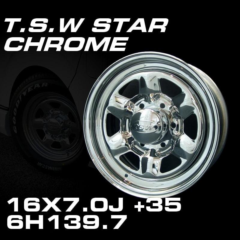 TSW STAR クローム 16X7J+35 6穴139.7 ホイール4本セット : ティス
