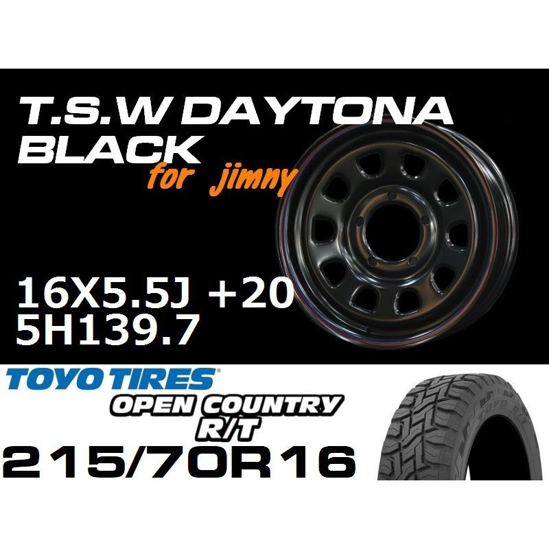 新型 ジムニー 車輪 TSW デイトナ黒いこと 16X5.5J+20 TOYO OPEN COUNTRY R/T 215/70R16 タイア仕掛ける JB64 JB23などに 車、バイク、自転車-タイヤ、ホイール