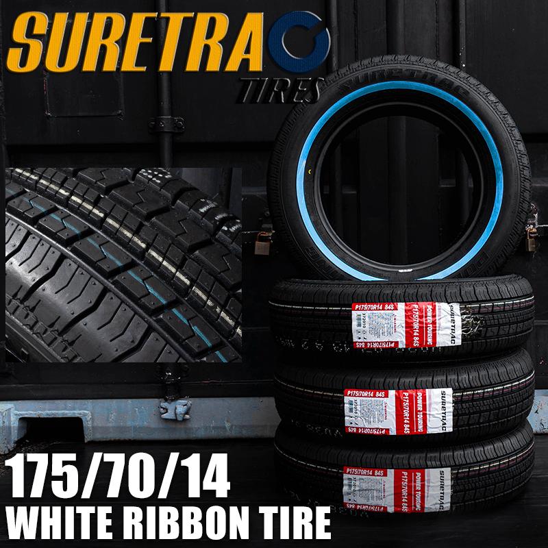 SURE TRAC ホワイトリボンタイヤ 175/70R14 4本（シュアトラック 