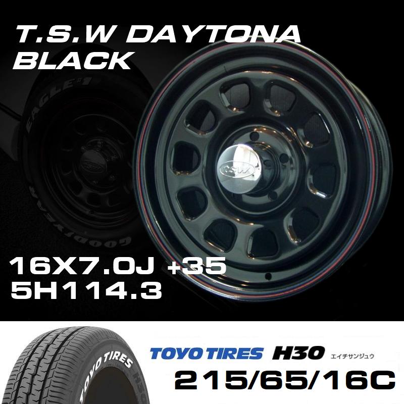 TSW DAYTONA ブラック 16X7J+35 5穴114.3 TOYO H30 215/65R16C