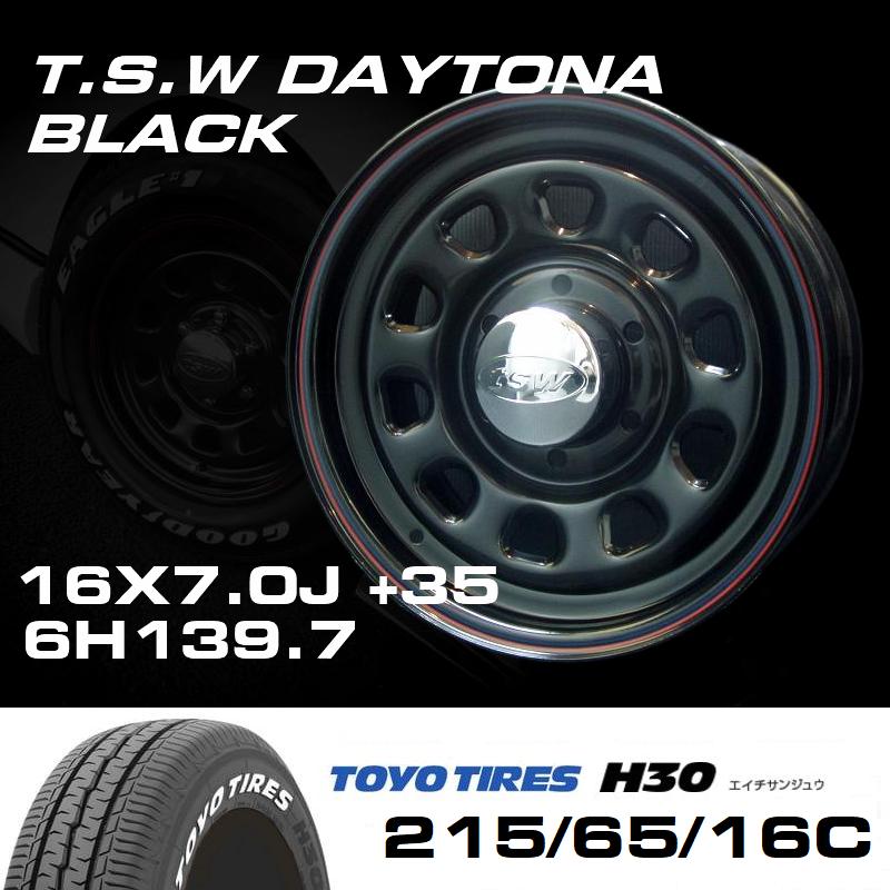 TSW DAYTONA ブラック 16X7J+35 6穴139.7 TOYO H30 215/65R16C 