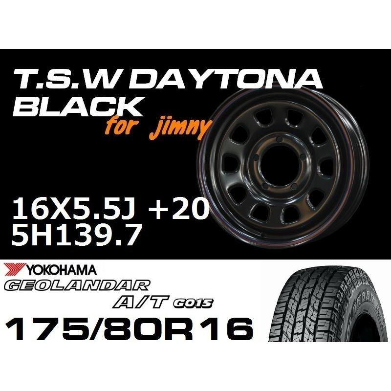 新型 ジムニー ホイール TSW デイトナブラック 16X5.5J+20　GEOLANDAR A/T G015 175/80R16 ホイール＆タイヤセット　JB64 JB23などに