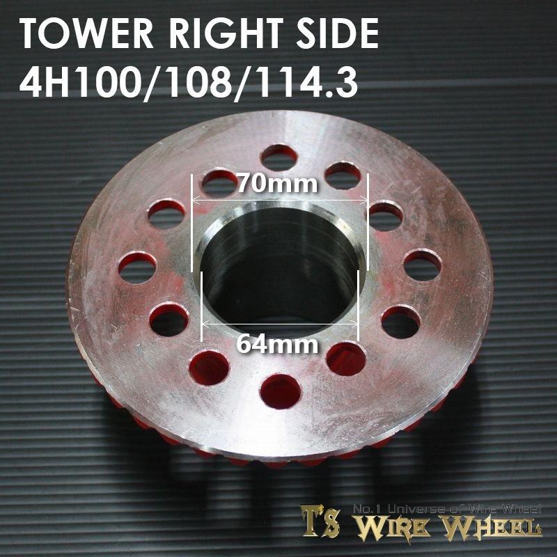 ワイヤーホイール T's WIRE タワーアダプター 4穴 マルチピッチ（4H 100 108 114.3） 1個　（ローライダー USDM アコード  シビック）