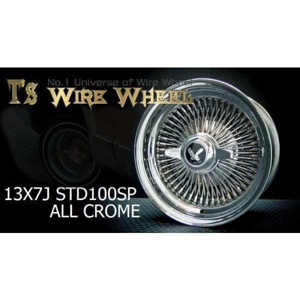 T's ワイヤーホイール 13インチ 7J STD 100SP 4穴マルチタワー ワイヤーホイール T's WIRE 13X7J STD100SP オールクローム4本セット
