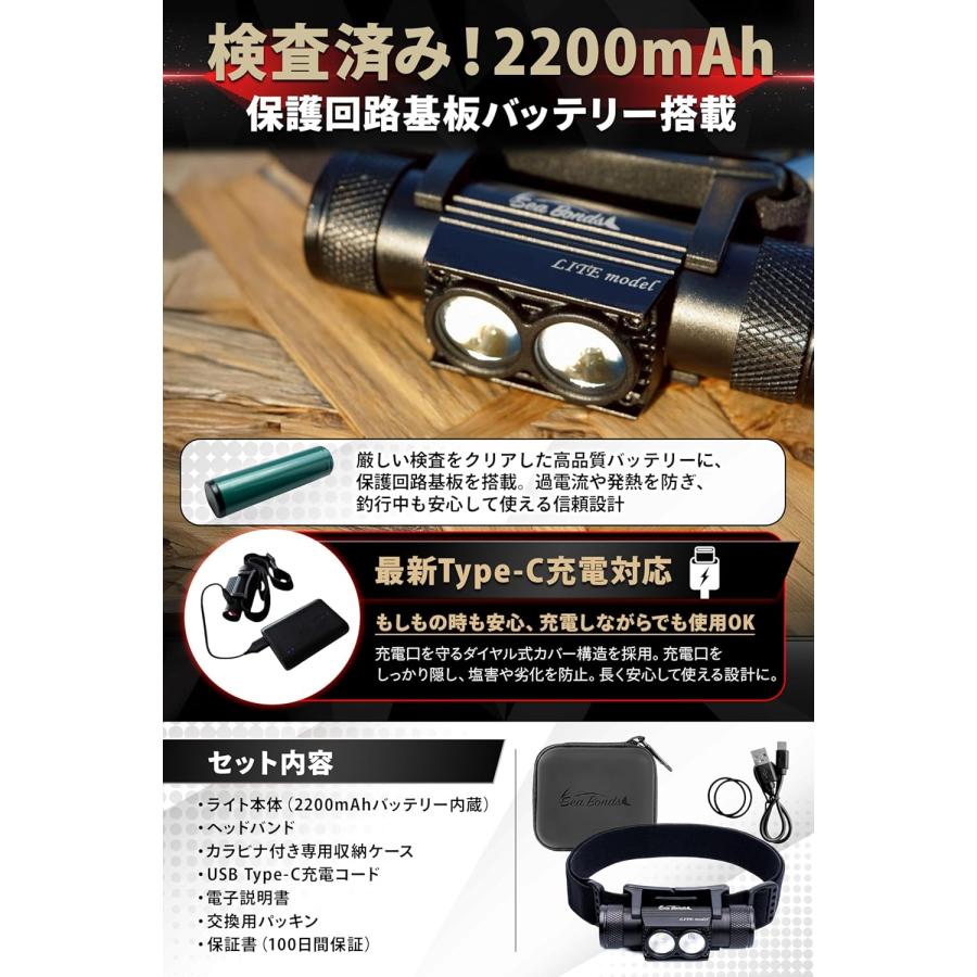 シーボンズ ヘッドライト 釣り 堤防ライトゲーム専用 IP66防水 超軽量