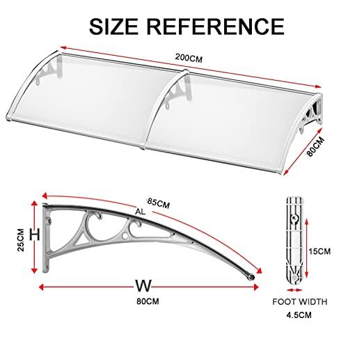 Bunny Ears 屋根庇 (色 透明) ひさし 雨よけ, テラス 玄関 梅雨対策 住宅用 60x200cm パティオ日除け 後付け