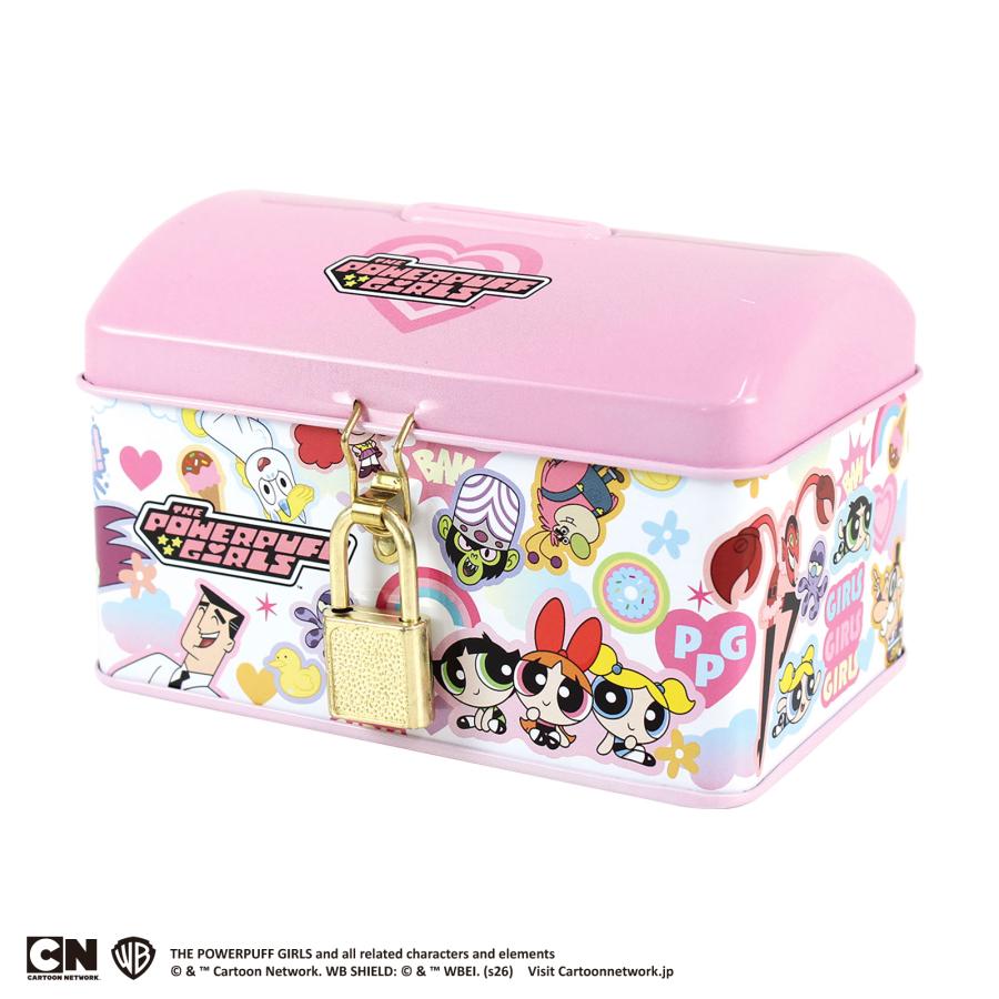 12月下旬入荷 予約 パワーパフガールズ グッズ 貯金箱 カギ付き 缶