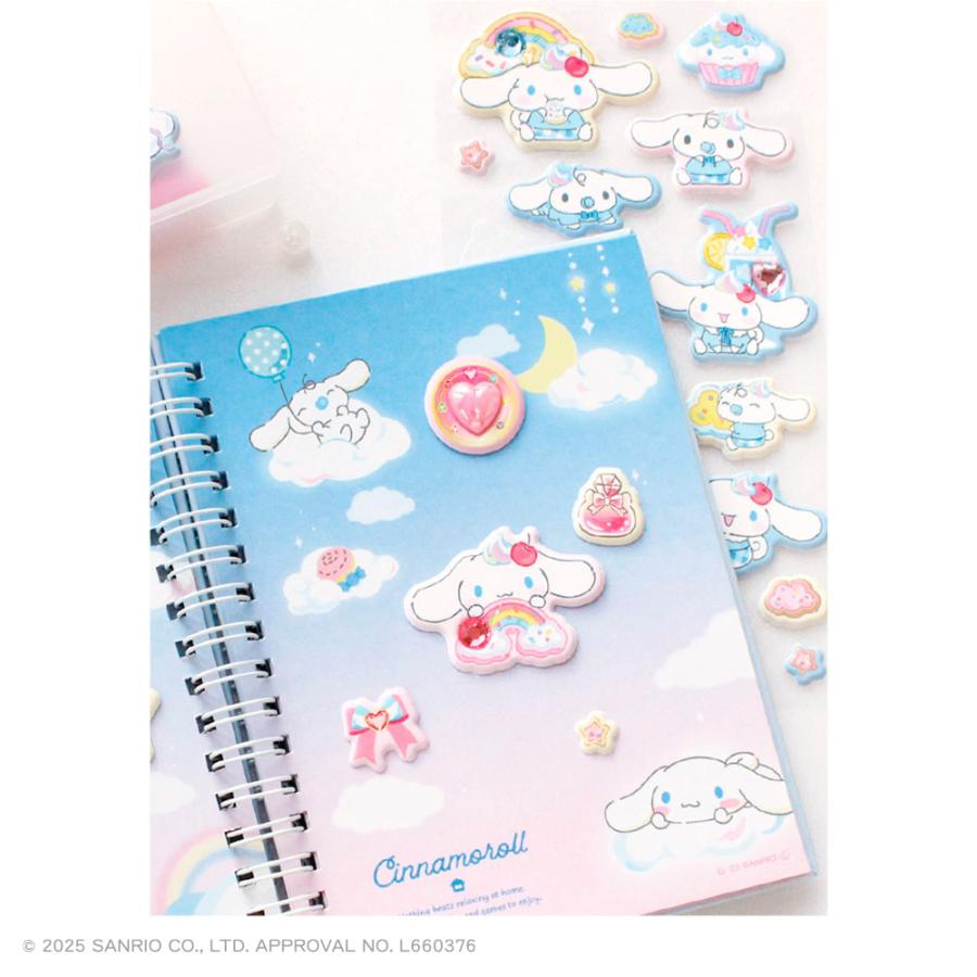 サンリオシール12枚セット　ぷっくり　ジュエルマショマロ　すりガラス風　ビジュー T'S FACTORY サンリオ シール ぷっくりシール ティーズファクトリー