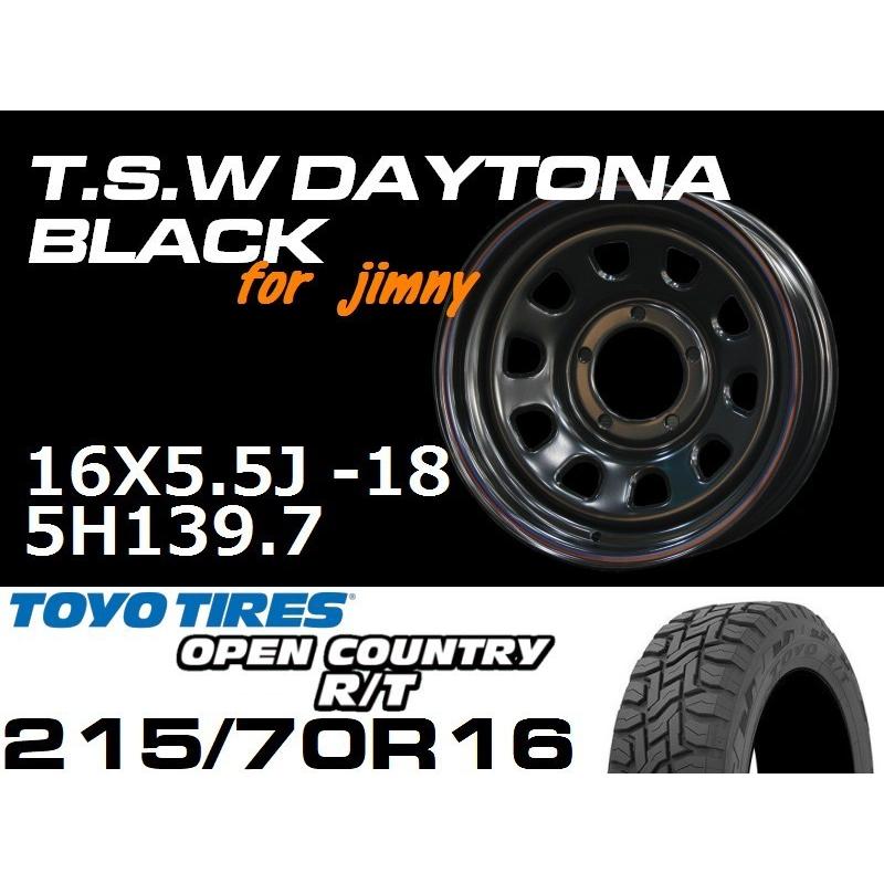 新型 ジムニー 車輪 TSW デイトナ黒いこと 16X5.5J-18 TOYO OPEN COUNTRY R/T 215/70R16 タイア仕掛ける JB64 JB23などに 自動車-タイヤ、ホイール-車、バイク、自転車