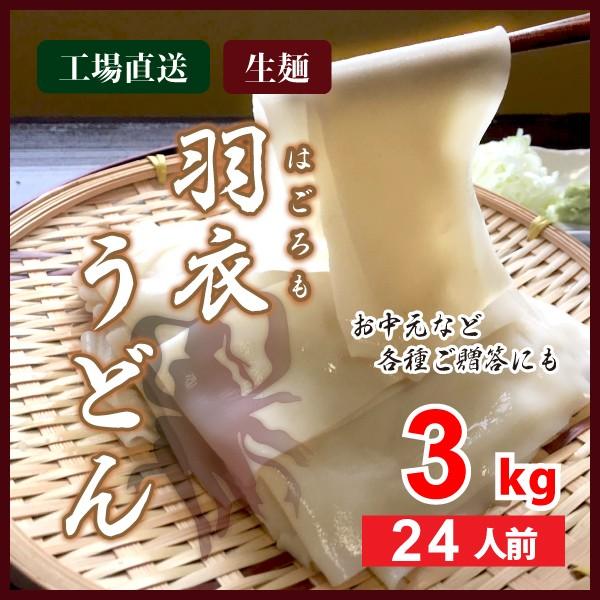 足利生まれの羽衣うどん 24人前 3kg 国産小麦使用 生うどん 平打ち麺｜tshop106