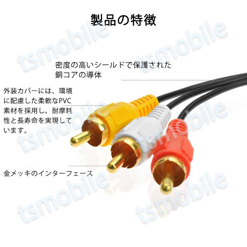 RCAケーブル 3.5mmオス RCAオス 赤白黄3端子 1.5m 変換ケーブル 4極