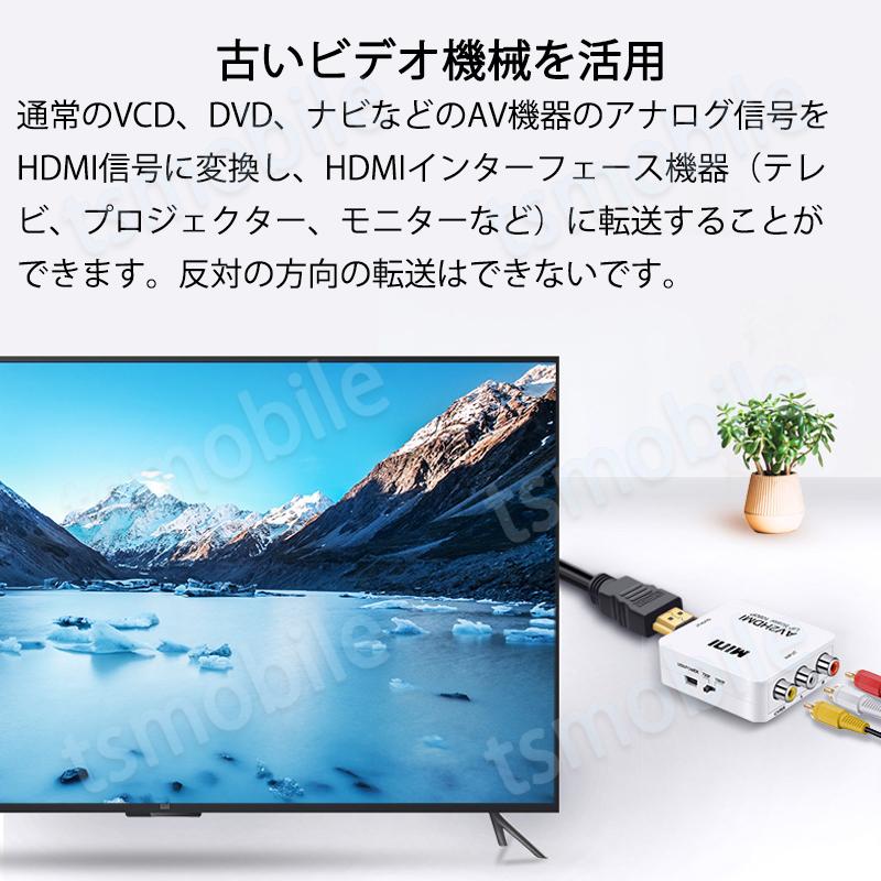 AV HDMI 変換コンバーター 白色 RCA to HDMIアダプター RCAアナログからHDMIデジタル変換 DVD 車載チューナー モニター接続 ビデオデッキ SFC出力 1080P｜tsmobile｜05