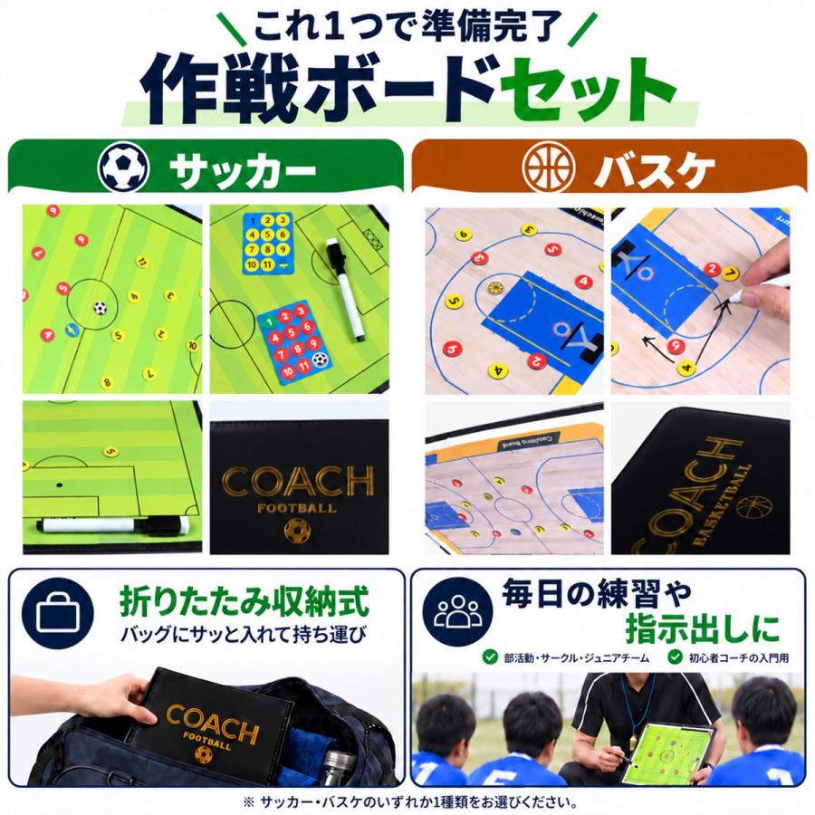 作戦ボード サッカー バスケットボール 折りたたみ式 マグネット付き 水性ペン付き 戦術ボード 練習 試合 指導用 |  | 04