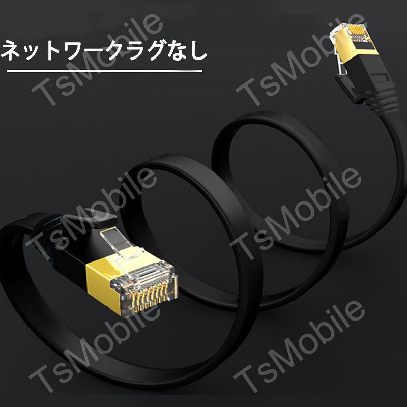 LANケーブル CAT7 10m 10メートル 10ギガビット 10Gps 600MHz フラット