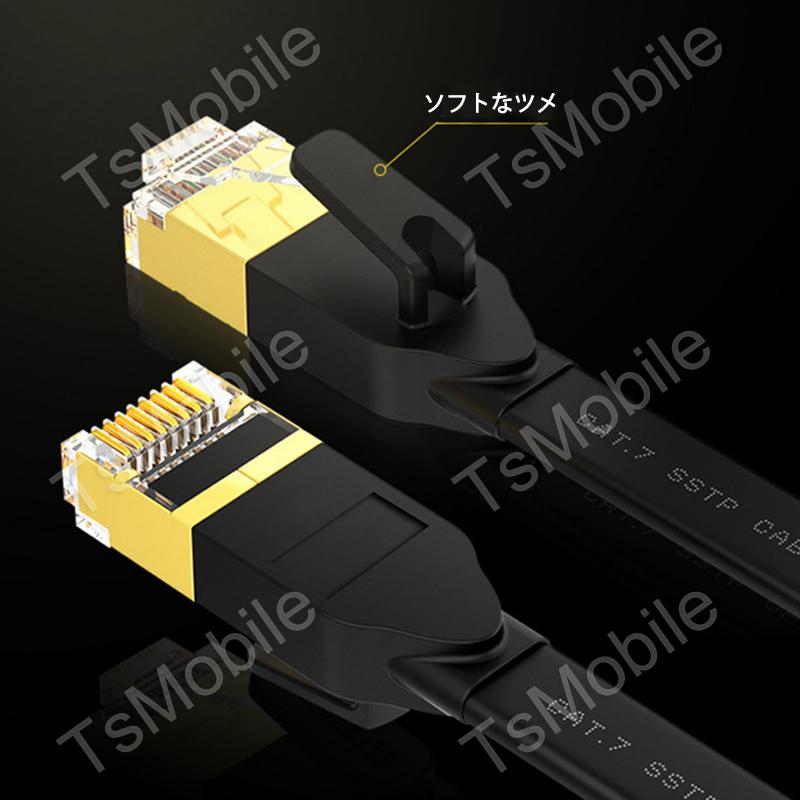 LANケーブル CAT7 2m 2メートル 10ギガビット 10Gps 600MHz フラット