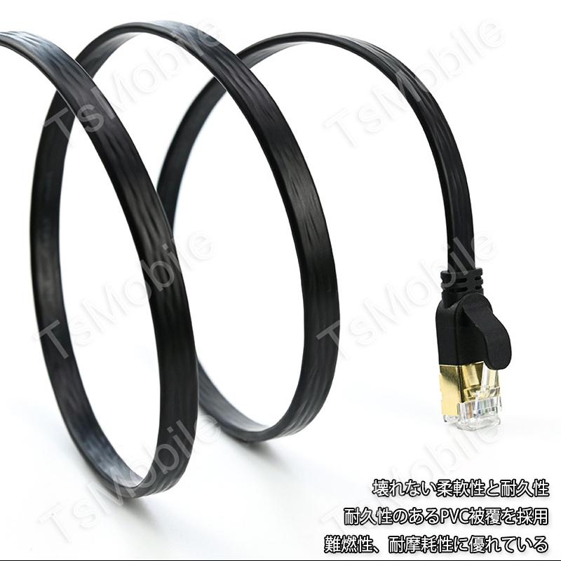 LANケーブル CAT7 2m 2メートル 10ギガビット 10Gps 600MHz フラット