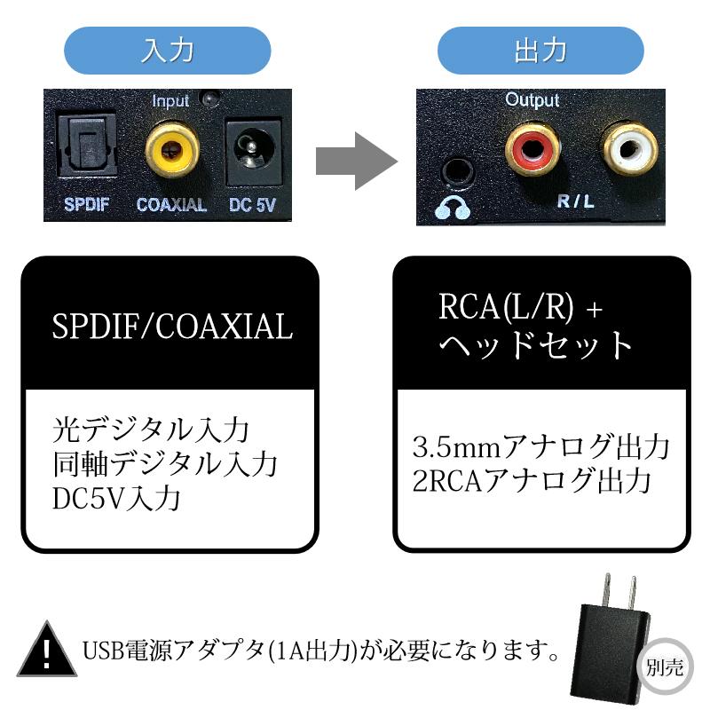 DAC オーディオ コンバーター 光 同軸 デジタル を RCA アナログ
