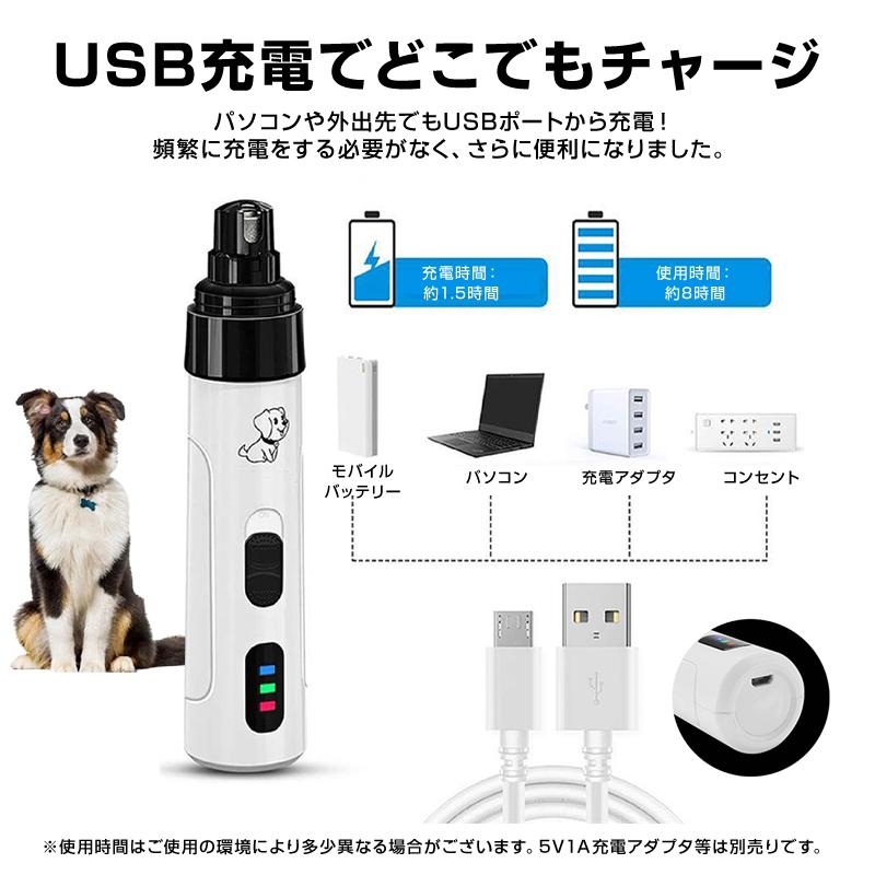 ペット 電動 爪切り 犬 猫 小動物 USB充電 爪削り 爪やすり 犬爪