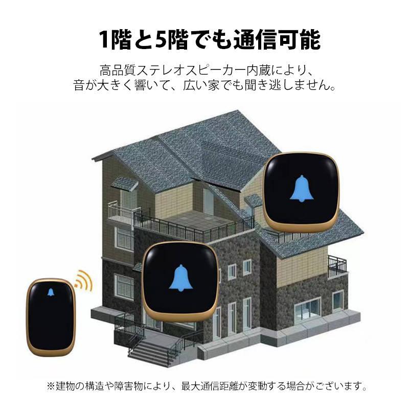 ワイヤレスチャイム ドアベル 送信機1個と受信機2個 お得セット