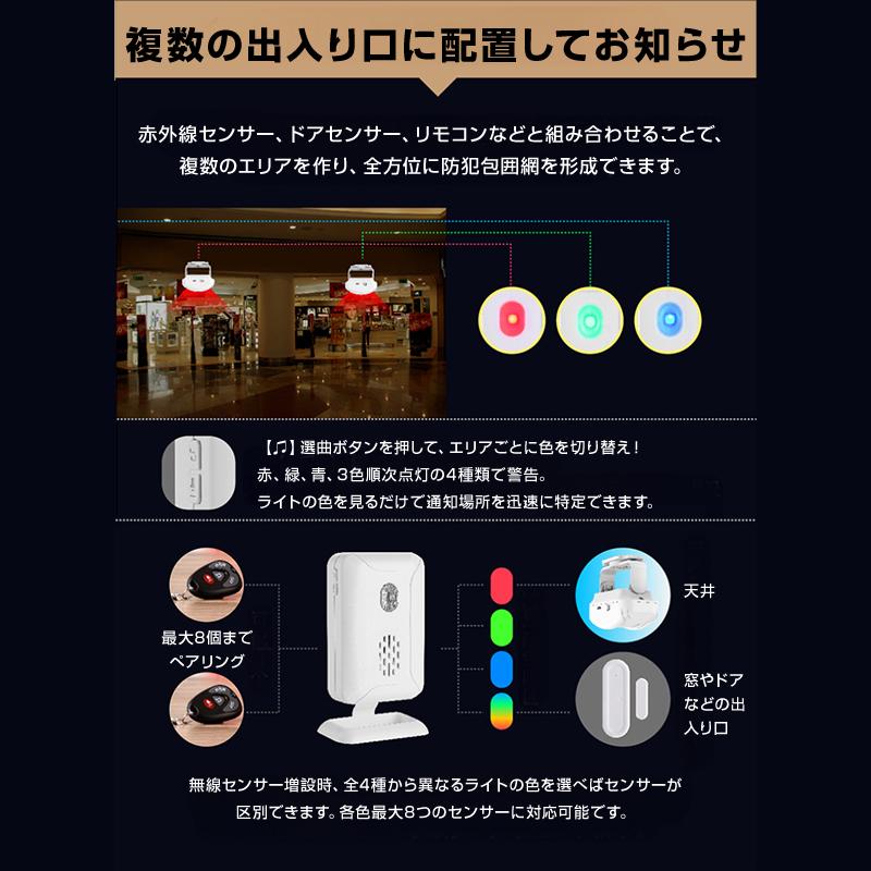 人感センサー ワイヤレスチャイム 受信機2個と赤外線センサー1個セット 屋内用 防犯アラーム 防犯センサー 長距離通信 来客 防犯 大音量 介護 家庭用 業務用 人感センサー ワイヤレスチャイム 受信機2個と赤外線センサー1個セット