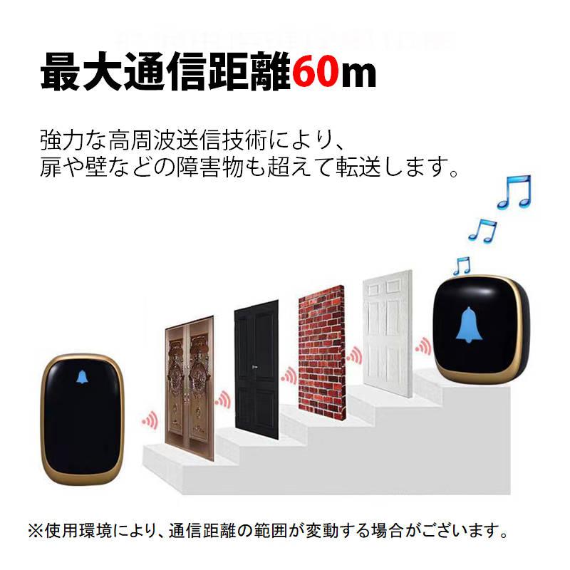 ワイヤレスチャイム 発信機1個と受信機2個 お得セット 光と音で