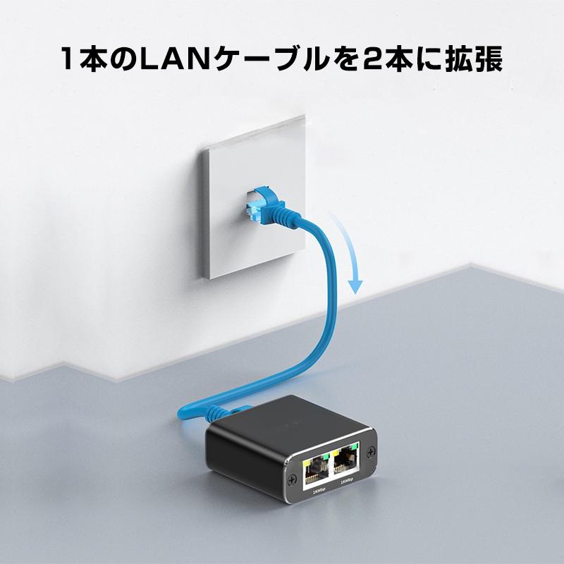 LAN分岐器 1Gbps ギガ LANポート増設 拡張 アダプター RJ45 ラン中継コネクタ lanハブ ルーター2ポート ネットワークスプリッタアダプタ CAT5 CAT6 CAT7｜tsmobile｜11