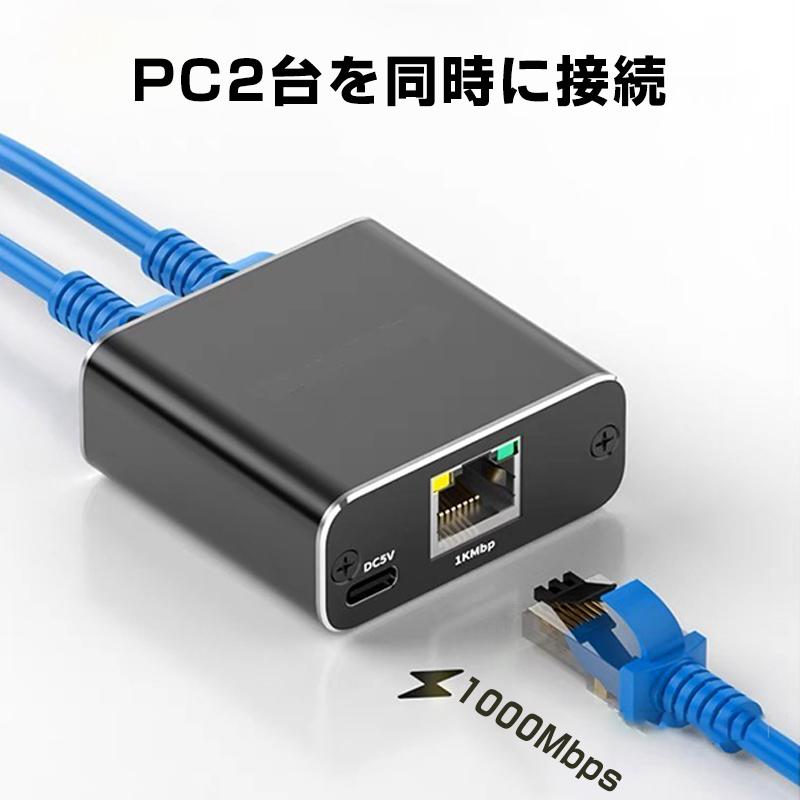 LAN分岐器 1Gbps ギガ LANポート増設 拡張 アダプター RJ45 ラン中継