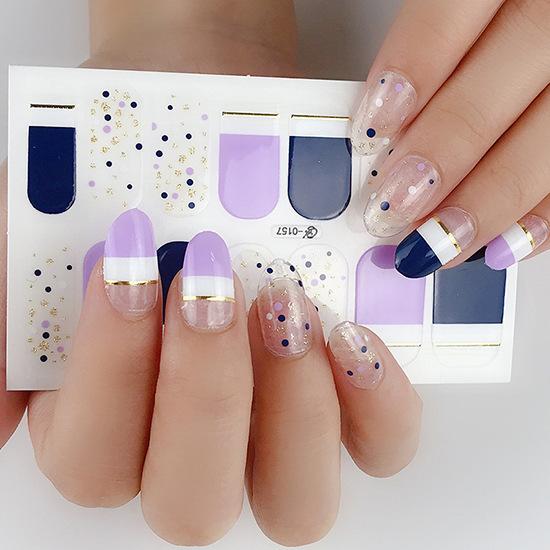 ネイルシール ハンド用 パープル系 紫 グレー ホワイト クリア