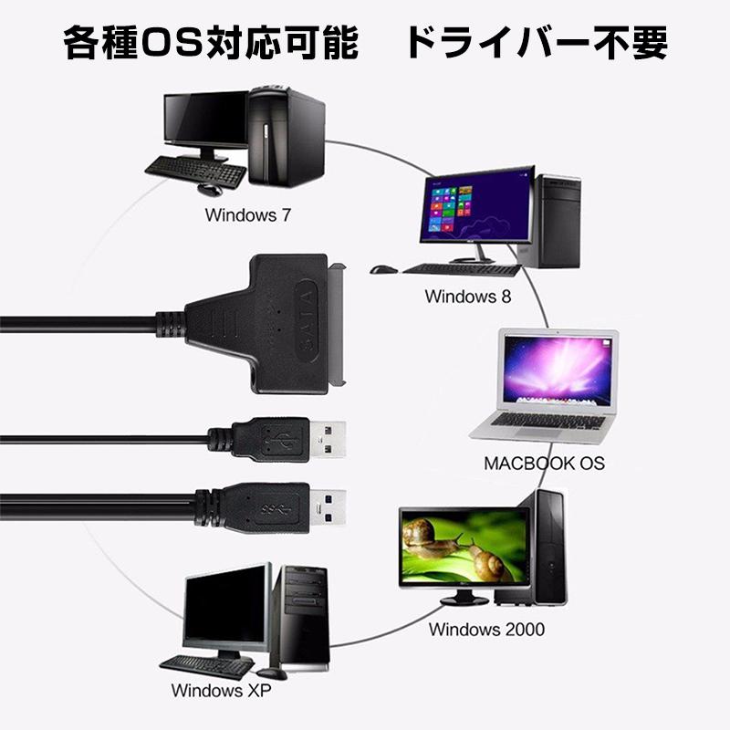 SATA USB 変換ケーブル ハードディスクリーダー 外付けhdd usb 2.5 3.5インチSSD HDD sata USB変換アダプター データ取り出しSATA3 USB 3.0 UASP対応 |  | 01