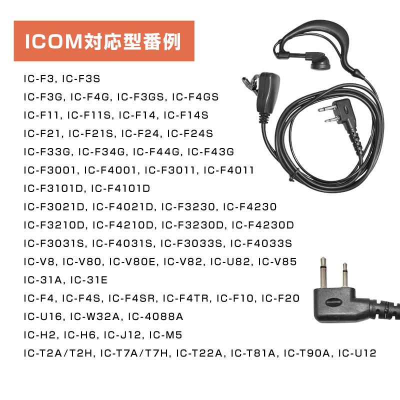 ICOM アイコム 専用 トランシーバー 片耳 イヤホンマイク 耳掛け型 2