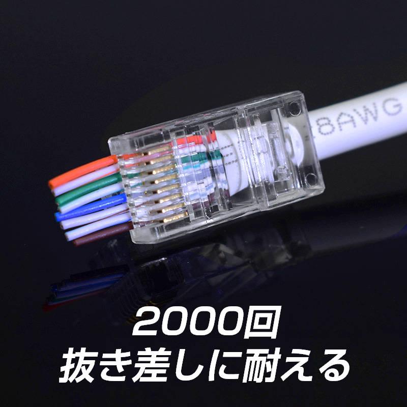 LANケーブル自作セット 貫通コネクタ20個+かしめ工具+LANテスター+