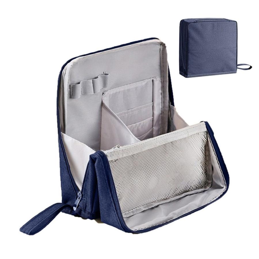 化粧ポーチ 縦型 自立 大容量 仕切り付き 撥水 コスメポーチ メイクポーチ バニティ 小物入れ ブラシ入れ 大きめ 収納 おしゃれ かわいい 旅行 トラベルポーチ |  | 02