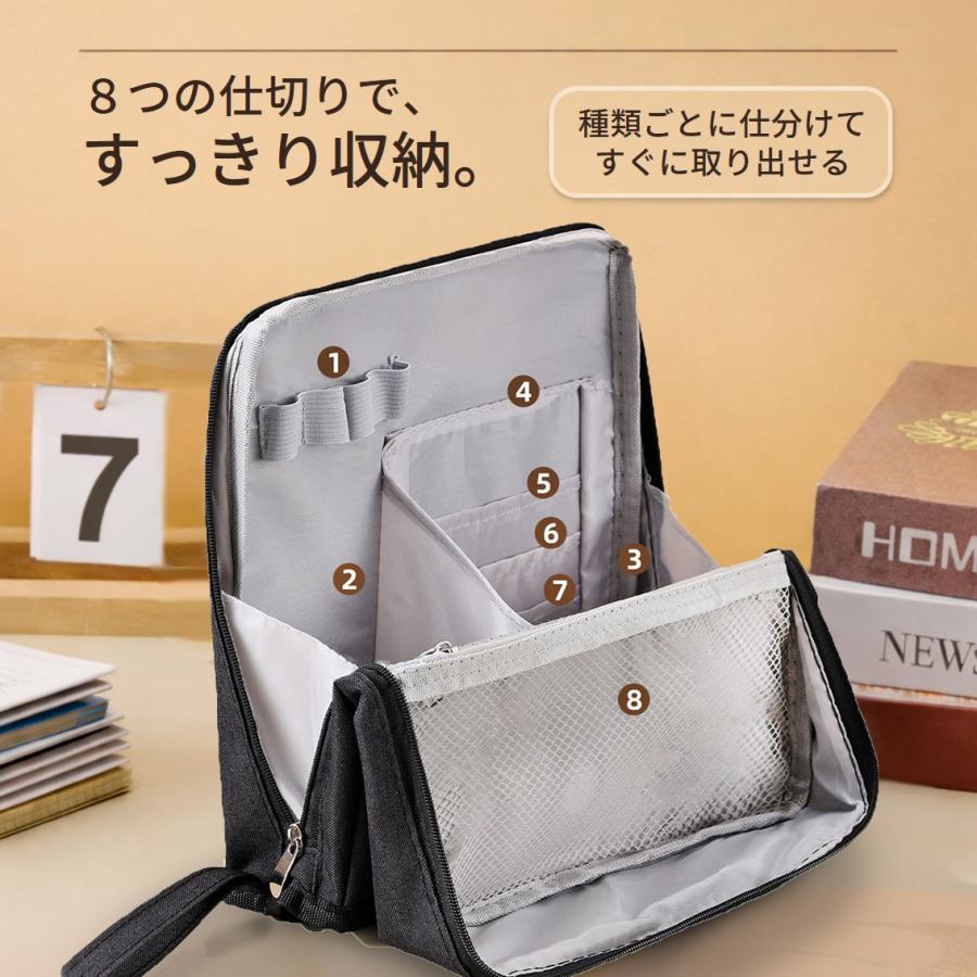 化粧ポーチ 縦型 自立 大容量 仕切り付き 撥水 コスメポーチ メイクポーチ バニティ 小物入れ ブラシ入れ 大きめ 収納 おしゃれ かわいい 旅行 トラベルポーチ |  | 09