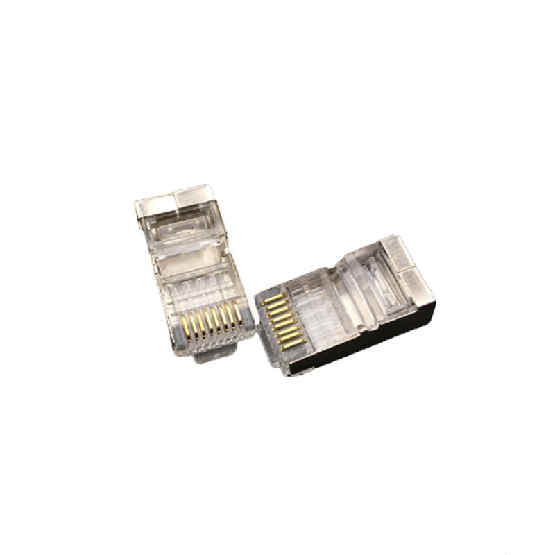 LANプラグ 100個セット 透明 RJ45 金属カバー アダプタ CAT6A対応 8Pin