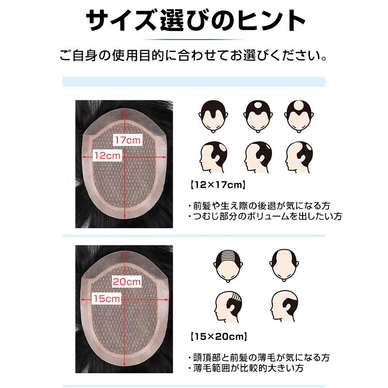 ウィッグ メンズ 男性 ヘアピース 人毛100％ 頭頂部 部分ウィッグ 