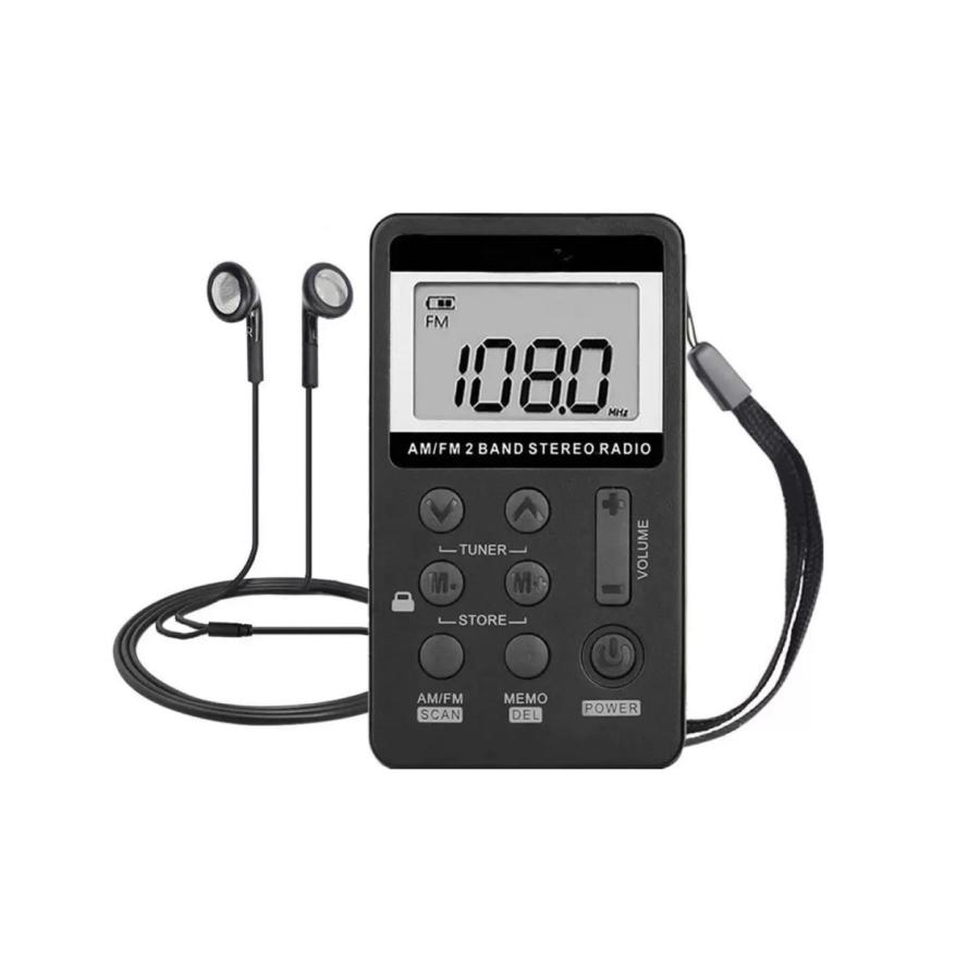ラジオ 超小型 ポータブル USB充電式 イヤホン付き FM AM ワイドFM 高