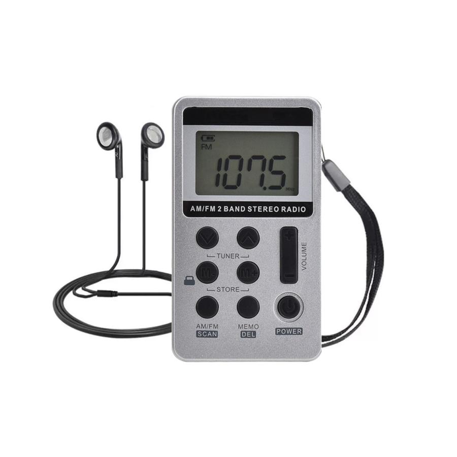 ラジオ 超小型 ポータブル USB充電式 イヤホン付き FM AM ワイドFM 高
