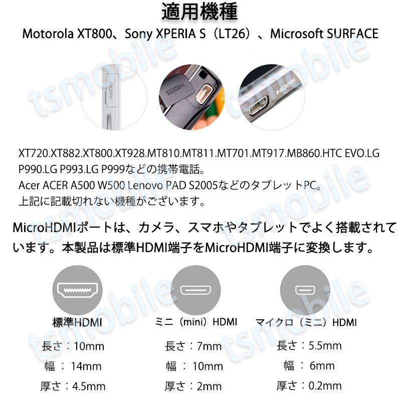 micro HDMItoHDMI 変換アダプタ  マイクロHDMIオス⇔標準HDMIメス コネクター V1.4 1080P スマホ タブレットカメラ DV と テレビ モニター プロジェクター｜tsmobile｜04