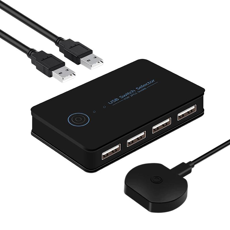 【134まつ】USB対応　パソコン切り替え器　4port  2セット USB切替器 2入力4出力 USB2.0 PC2台 共有 USB機器 4ポート セレクター