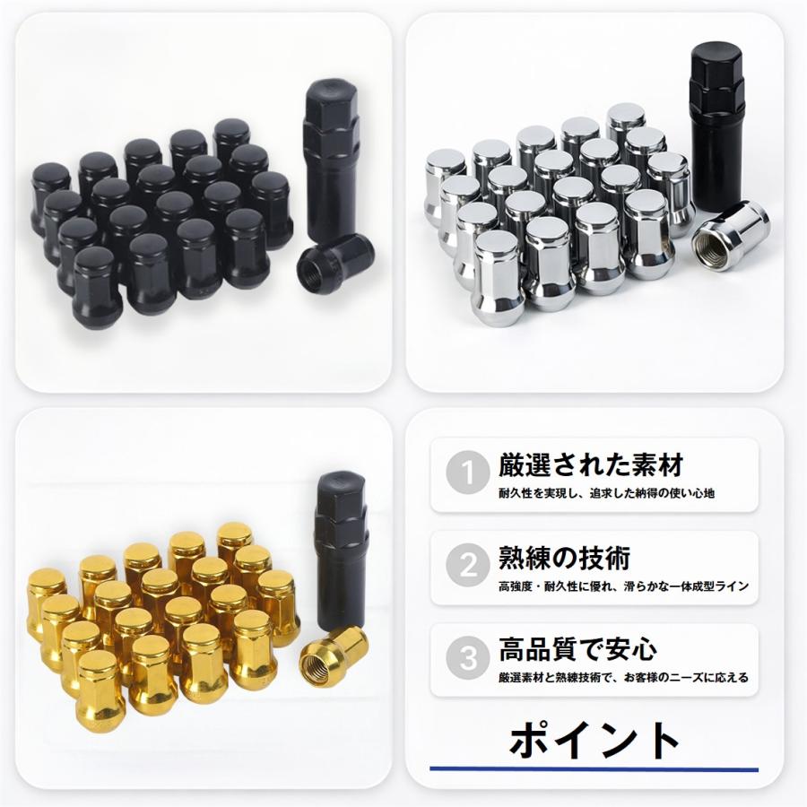 ホイールナット 20個セット 7角 M12 P1.5 60度テーパー 盗難防止 車
