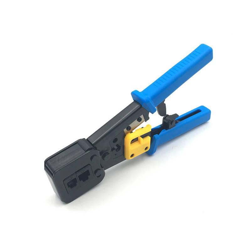 LANケーブルプラグ圧着機 貫通対応 圧着ベンチ かしめ工具 RJ45/RJ11